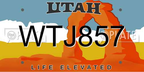 WTJ857 Utah License Plate
