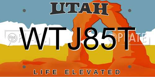 WTJ85T Utah License Plate