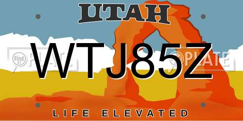 WTJ85Z Utah License Plate