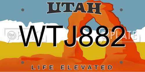 WTJ882 Utah License Plate