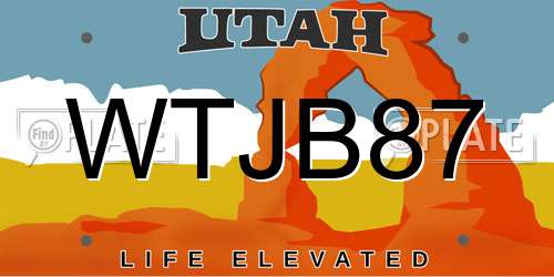 WTJB87 Utah License Plate