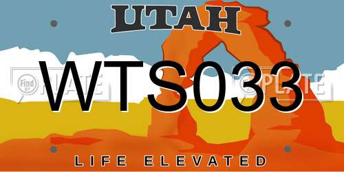 WTS033 Utah License Plate