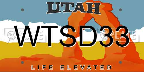 WTSD33 Utah License Plate