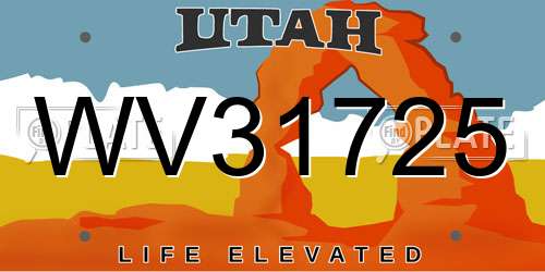 WV31725 Utah License Plate