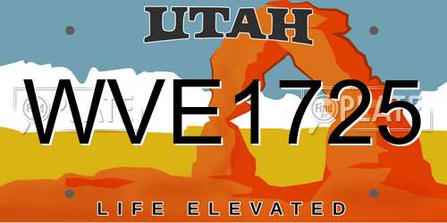 WVE1725 Utah License Plate