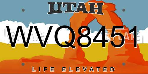 WVQ8451 Utah License Plate
