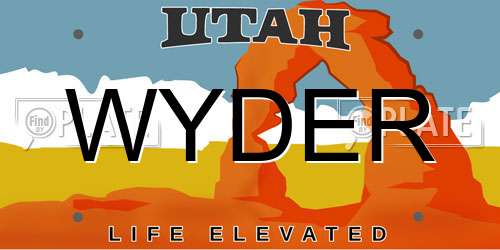 WYDER Utah License Plate