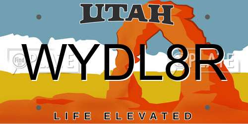 WYDL8R Utah License Plate