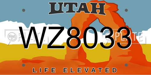 WZ8033 Utah License Plate