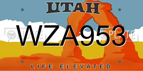 WZA953 Utah License Plate