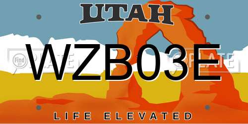 WZB03E Utah License Plate