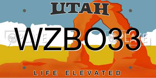 WZBO33 Utah License Plate