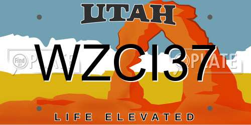 WZCI37 Utah License Plate