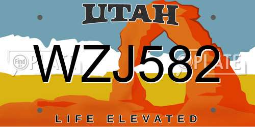 WZJ582 Utah License Plate