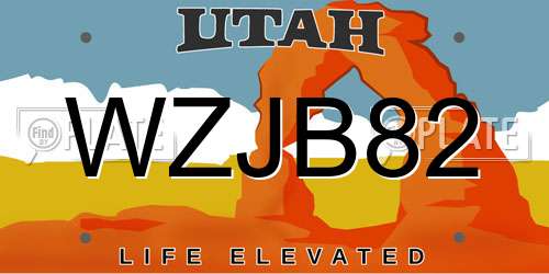 WZJB82 Utah License Plate