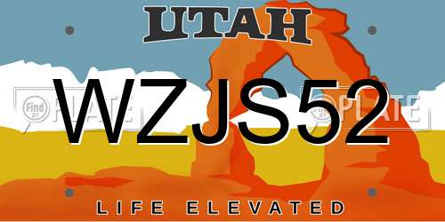 WZJS52 Utah License Plate