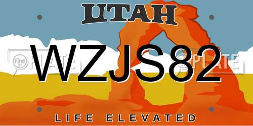 WZJS82 Utah License Plate