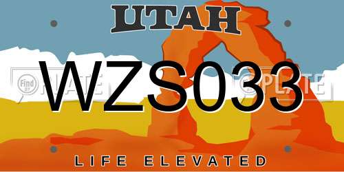 WZS033 Utah License Plate
