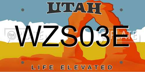 WZS03E Utah License Plate