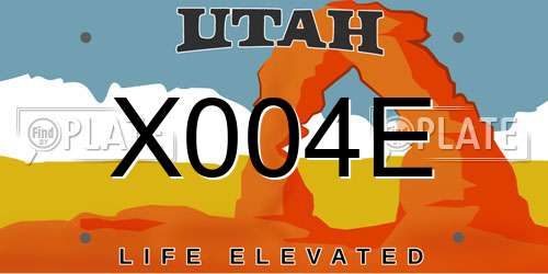 X004E Utah License Plate
