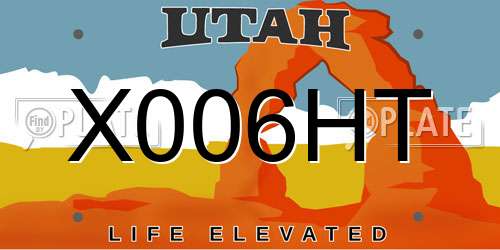 X006HT Utah License Plate