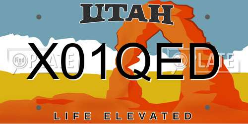 X01QED Utah License Plate