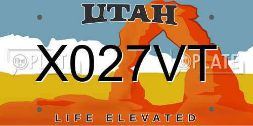 X027VT Utah License Plate