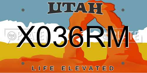 X036RM Utah License Plate