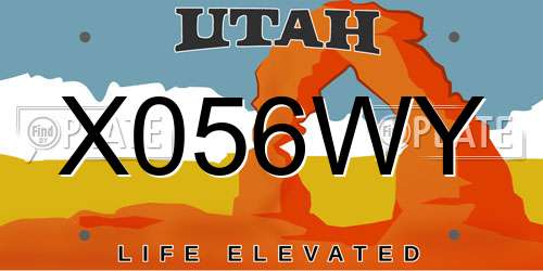 X056WY Utah License Plate