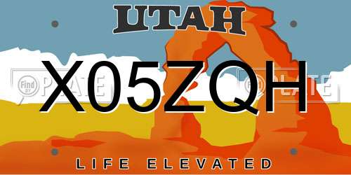 X05ZQH Utah License Plate
