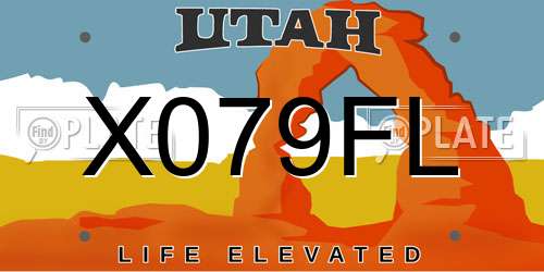 X079FL Utah License Plate