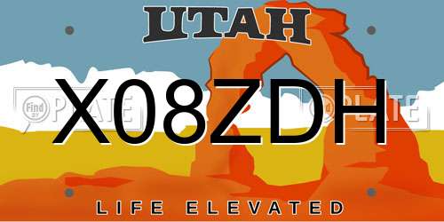 X08ZDH Utah License Plate