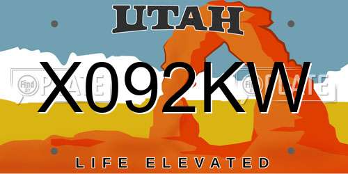 X092KW Utah License Plate