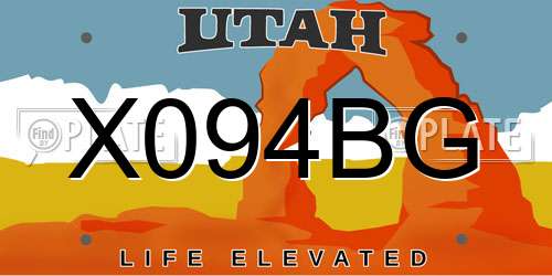 X094BG Utah License Plate
