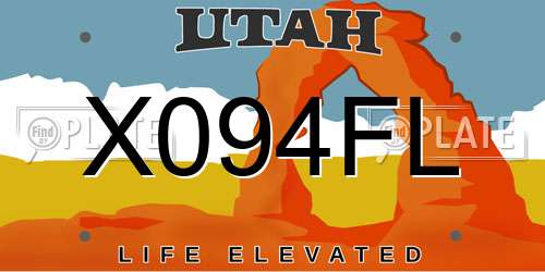 X094FL Utah License Plate