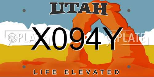 X094Y Utah License Plate