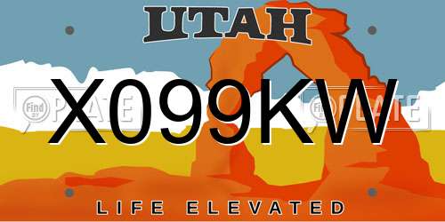 X099KW Utah License Plate