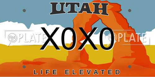 X0X0 Utah License Plate