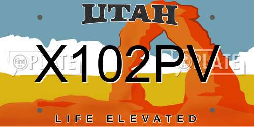 X102PV Utah License Plate