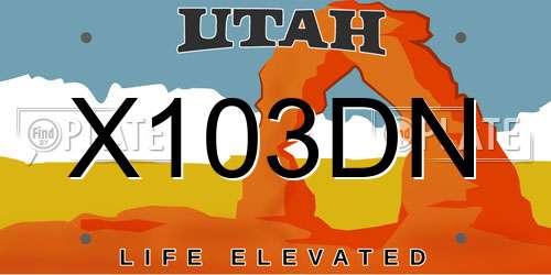 X103DN Utah License Plate