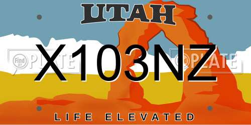 X103NZ Utah License Plate