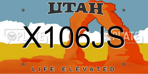 X106JS Utah License Plate