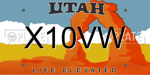 X10VW Utah License Plate