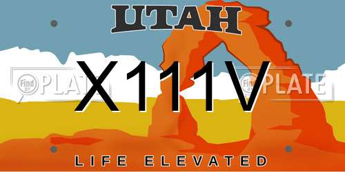 X111V Utah License Plate