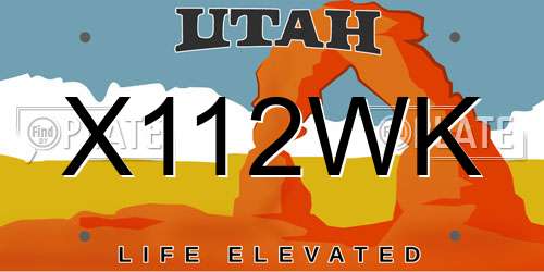 X112WK Utah License Plate