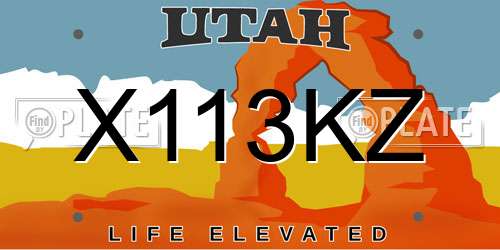 X113KZ Utah License Plate