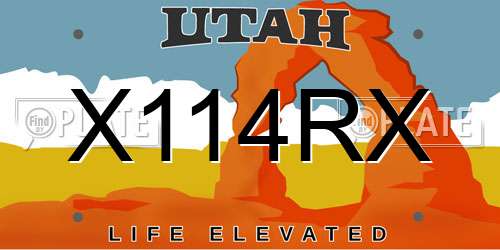 X114RX Utah License Plate