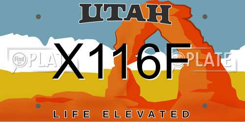 X116F Utah License Plate