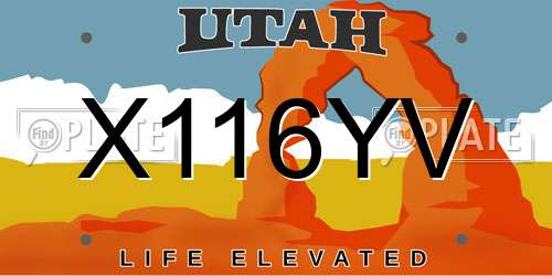 X116YV Utah License Plate