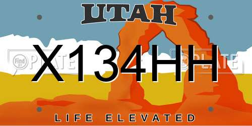 X134HH Utah License Plate